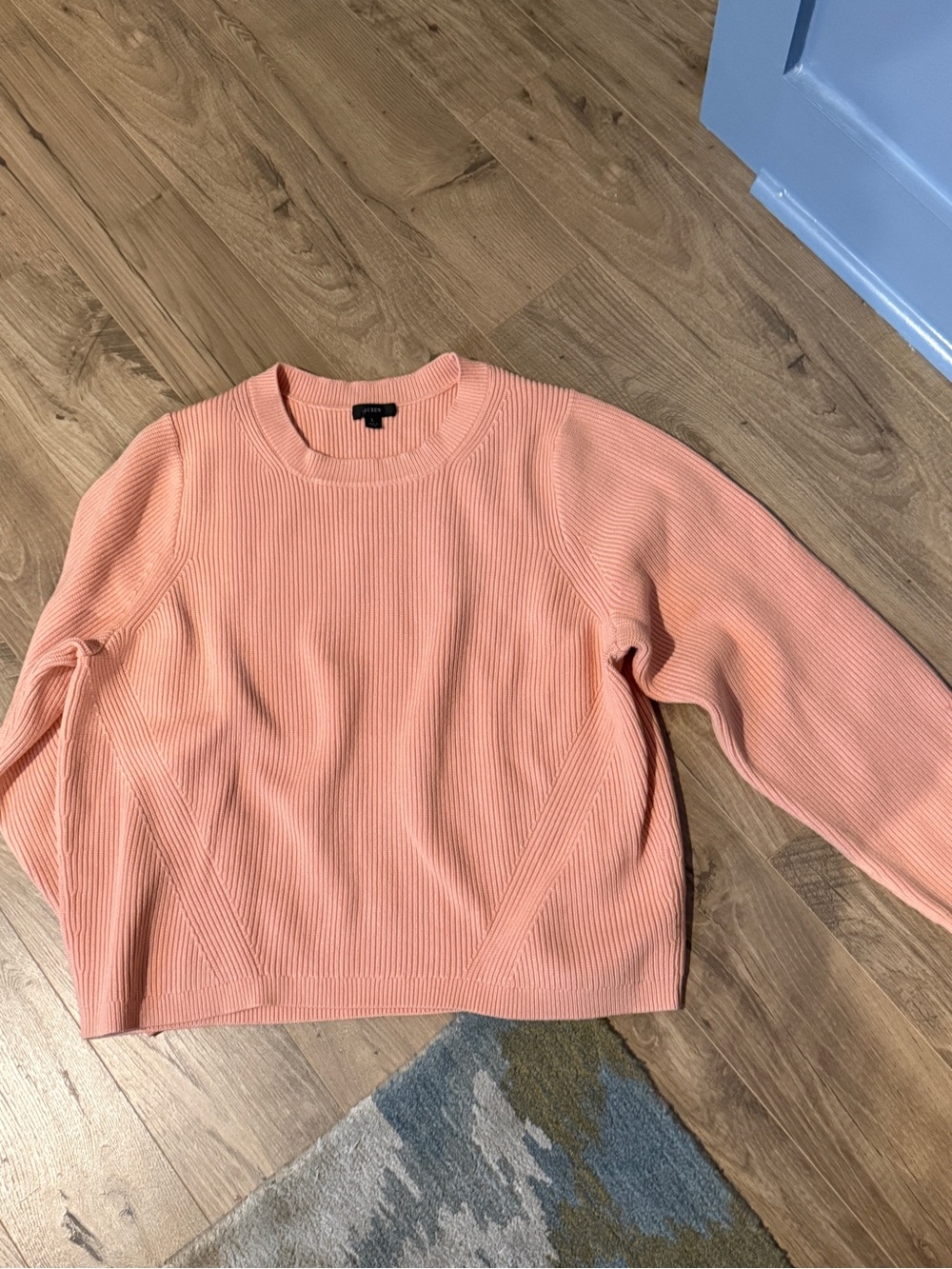 J. Crew Coral Ribbed Crewneck Sweater